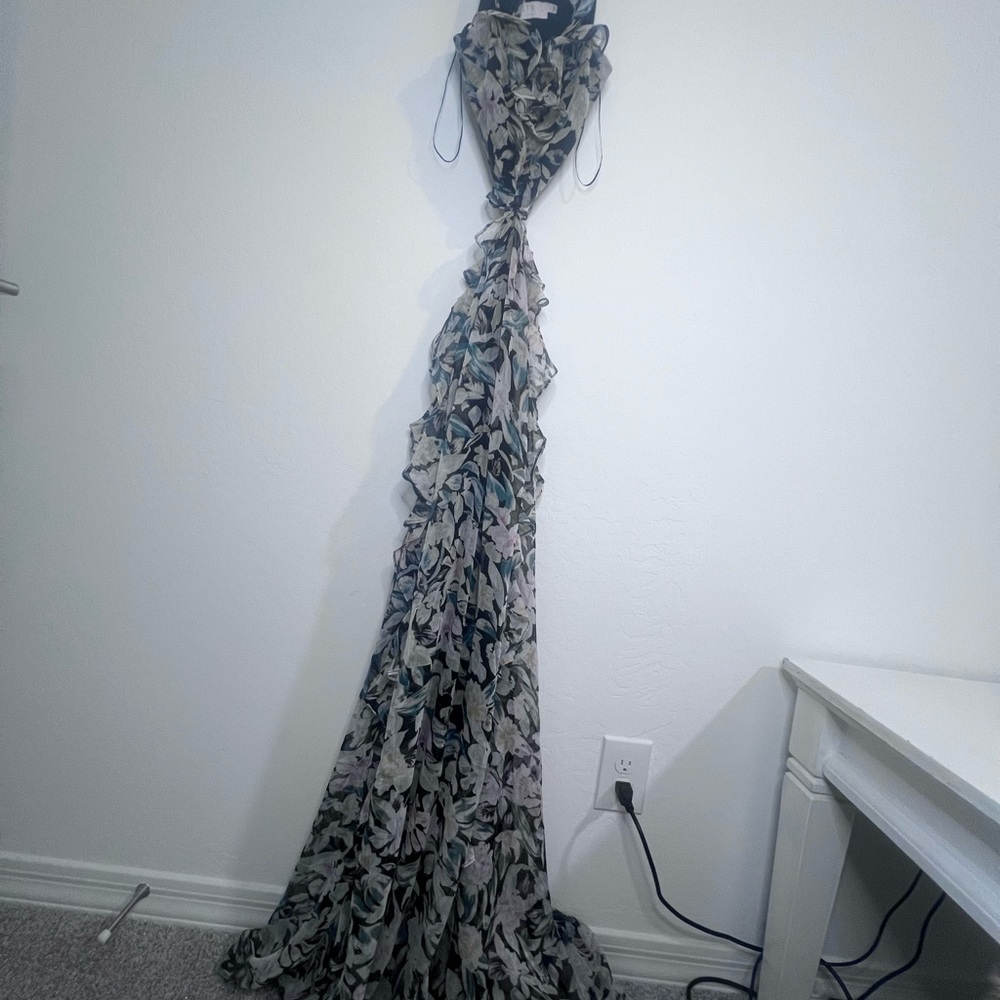 ASTR PALACE FLORAL CUTOUT RUFFLE MAXI DRESS - Picture 3 of 5